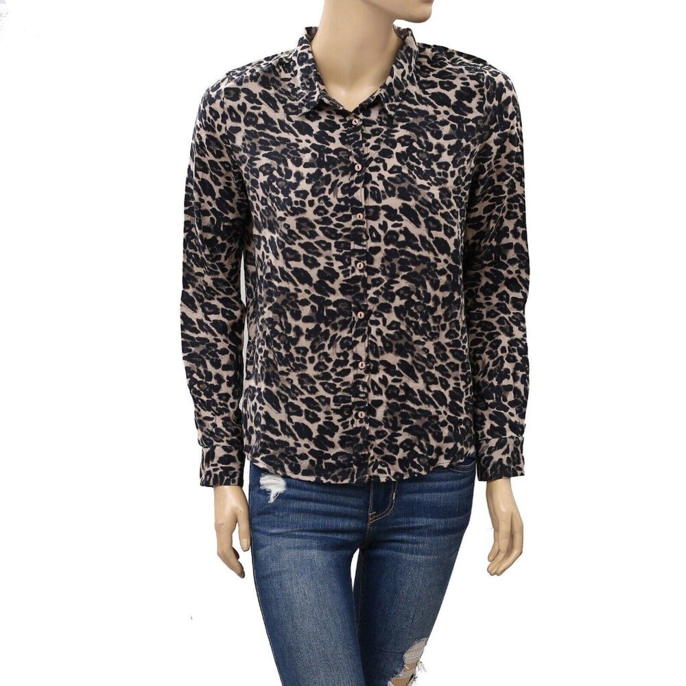 Swildens XXX Leopard Animal Printed Chemise Shirt Top Buttondown S-36 NWT 217730